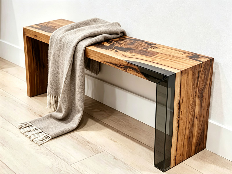 Table d'appoint moderne sur mesure en chêne massif et résine époxy OA-260802