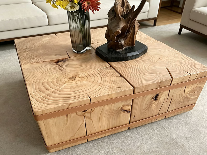Table basse rustique en pin jaune massif P-260915